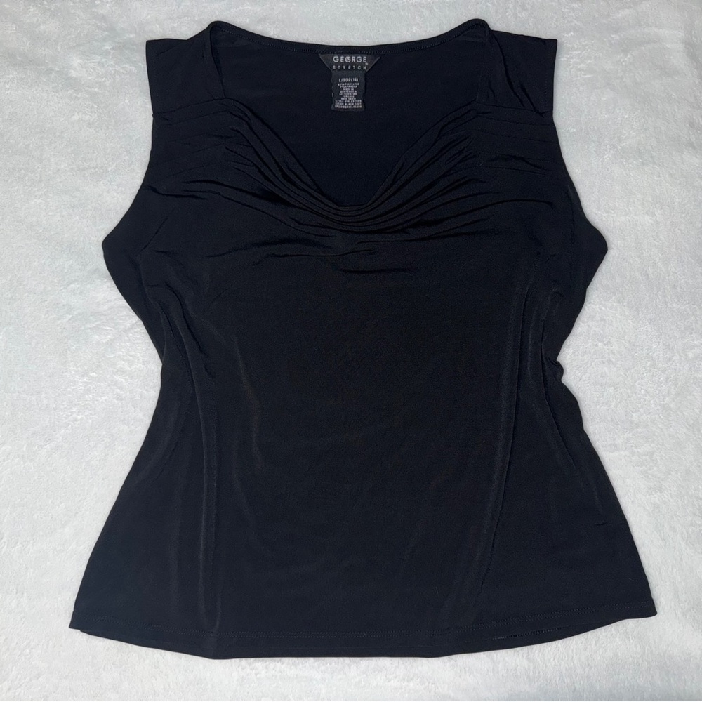 George sleeveless cowl neck black blouse Size L